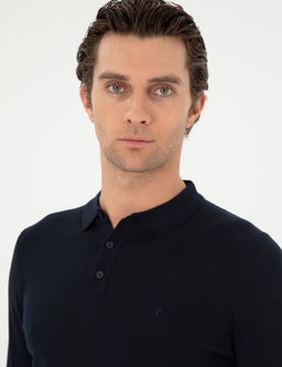 Темно-синий базовый свитер узкого кроя - Cacharel фото 2