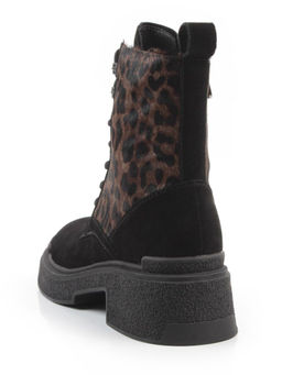 01-DMD-D269 BLACK/LEOPARD Ботинки демисезонные женские (натуральная кожа, байка)