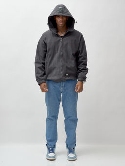 Куртка из вельвета мужская демисезонная темно-серого цвета 25336TC