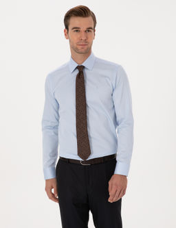 A__k Mavi Slim Fit Uzun Kollu Basic G_mlek