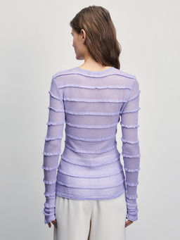 Трикотажный лонгслив с воланами из вискозы / Zarina  фото 6