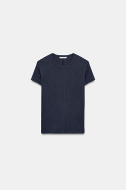 CAMISETA MANGA CORTA ALGOD?N / Marino - Zara фото 5