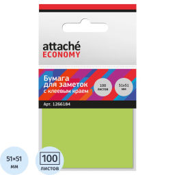 Стикеры Attache Economy с клеев.краем 51x51 мм 100 лист неоновый зеленый  фото 2