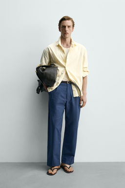 PANTAL?N WIDE FIT PLIEGUES / Azul