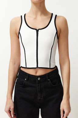 Beyaz Fermuarl? Fitilli Esnek Crop Orme Atlet TWOSS24AL00062 - Trendyolmilla фото 5