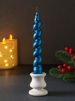 Цена за 2 шт. Свеча витая "LUXURY" 25*180 мм, лакированная, синяя