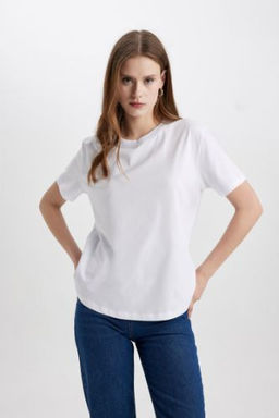 Regular Fit Bisiklet Yaka Penye Basic K?sa Kollu Tisort