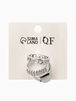 Набор колец 3 шт "Новый стиль" цепь, размер МИКС, цвет белый в серебре