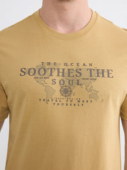 Bisiklet Yaka Bask?l? Penye Erkek Ti??rt