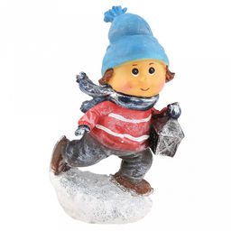 Скульптура-фигура для сада из полистоуна "Мальчик с фонариком" 13х8х20см (Россия)