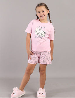 CRB wear / CWKG 50220-27K Пижама для девочки (футболка, шорты), Розовый/ex. Cherubino  фото 2