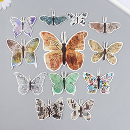 Бабочки картон Газета набор 12 шт h=4-10 см на магните