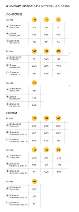 Пижама из ажурного хлопка "Молоко" 7+