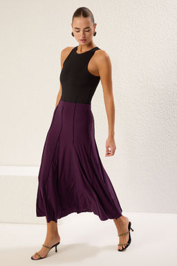 TRENDYOLMILLA Siyah Dikis Detayl? Godeli Esnek Maxi Orme Etek TWOAW25ET00156