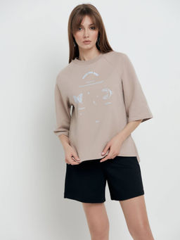 CONTE Oversize-футболка из футера с удлиненной спинкой LD 1632 beige