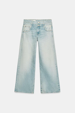 JEANS TRF RECTOS CINTURILLA DOBLE TIRO MEDIO / Azul claro