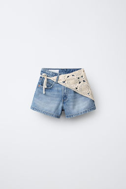 BERMUDA DENIM BANDANA PUNTO CROCHET / Azul