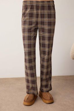 Siyah %100 Pamuklu Kalpli Ekoseli Orme Pijama Tak?m? THMAW26PT00063