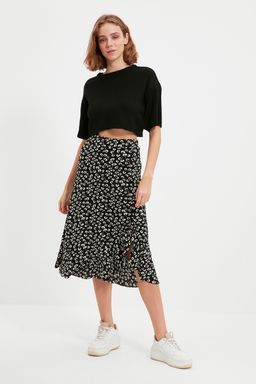 TRENDYOLMILLA K?rm?z? Bask?l? Buzgu Detayl? ve Volanl? Yuksek Bel Esnek Etek TWOSS21ET0029 фото 22