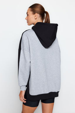 TRENDYOLMILLA Lacivert Renk Bloklu Genis Kal?p Ici Polarl? Orme Spor Sweatshirt TWOSS22SW0074  фото 13