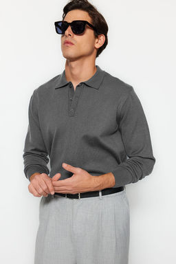 Antrasit Regular Polo Yaka Duz Kazak TMNAW24KZ00067
