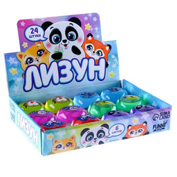 Цена за 24 шт. Лизун - слайм «Зверюшки», твёрдый, цвета МИКС