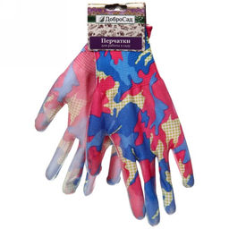 Цена за 12 шт. Перчатки нейлоновые "Фантазия-Хаки гламур" с ПВХ покрытием полуоблитые 8 р-р ДоброСад