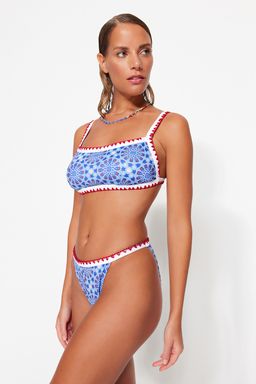 Geometrik Desenli Nak?sl? High Leg Bikini Alt? TBESS23BA00231