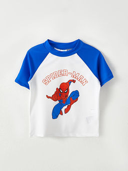 Bisiklet Yaka K?sa Kollu Spiderman Bask?l? Erkek Bebek Y?zme Tak?m - Waikiki фото 2