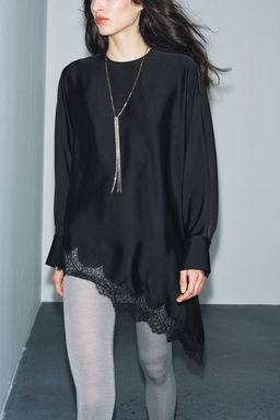 ZW COLLECTION LIMITED EDITION ASYMMETRIC LACE BLOUSE - Zara фото 3