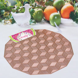 Цена за 2 шт. Салфетка плетеная 38см "Кубики" розовое золото