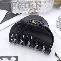 Цена за 12 шт. Крабик для волос «Ночка», два цветка, 6.8 см, матовый и глянец, МИКС