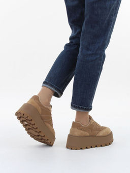 04-P117-2C BEIGE Кроссовки демисезонные женские (натуральная замша, натуральная кожа, текстиль)