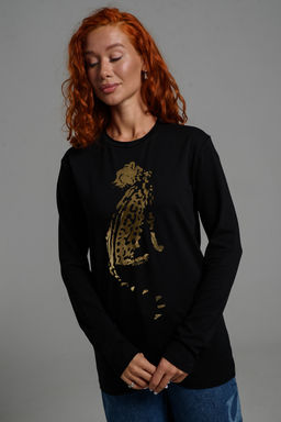 8544 Футболка с длинным рукавом женская (фольга)