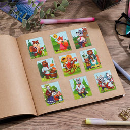 Цена за 10 шт. Наклейки детские бумажные «Сказка», c раскраской на обороте, 11 х 15.5 см