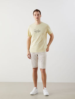 Bisiklet Yaka Bask?l? Penye Erkek Ti??rt