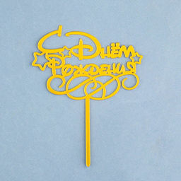 Цена за 5 шт. Топпер для торта «С днем рождения», золотой