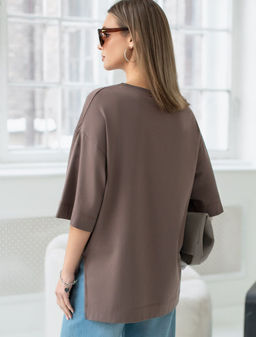 Футболка оверсайз с принтом стразами из премиального хлопка с эластаном