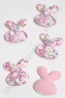 Патч с крупными пайетками "Зайка" 50*45 мм (10 шт) SF-2975, светло-розовый