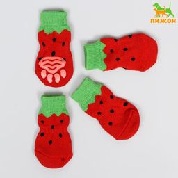 Носки нескользящие Клубничка, L (3,5/5 * 9 см), набор 4 шт