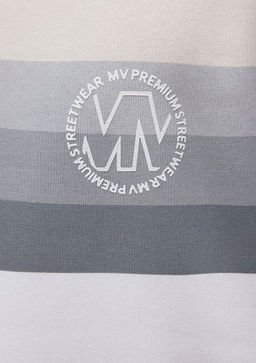 Kapusonlu Bask?l? Beyaz Sweatshirt - Mavi фото 7