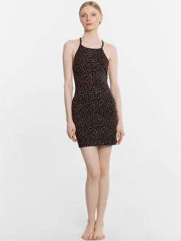 Платье женское домашнее леопардовое шоколадный леопард 572387