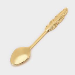 Набор ложек «Авалон. Перо», 5.5×5.5×7.5 см, 6 шт., на подставке, металл, золотистый