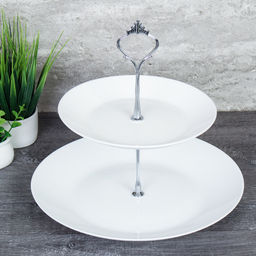 Ваза для фруктов 2-х ярусная белая Евро / DPG-2/LMLPP72/100White /уп 12/ - Галеонтрейд фото 2