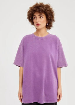 K12360 Футболка OVER SIZE (плотный хлопок) ЛАВАНДА