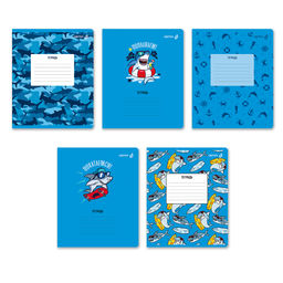 "Светоч" Т87 Тетрадь ученическая школьная, выборочный лак, A5 12 л. на скобе 65 г/кв.м , белизна 100 % 25 шт. клетка 01404 ААА! Акула!