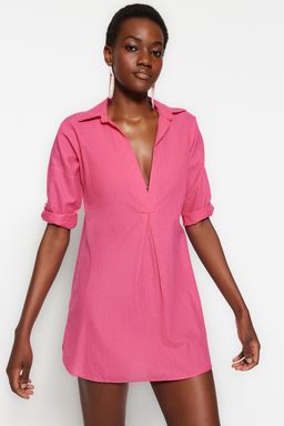 TRENDYOLMILLA Beyaz Dokuma Flaml? Pamuk Mini Plaj Elbisesi TBESS21EL3979 фото 30