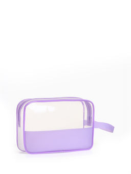 Косметичка на молнии для бассейна, с ручкой, прозрачный/сиреневый