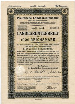 Облигация 4,5% 1000 рейхсмарок 1939 года Германия