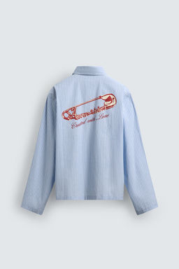 STRIPED SHIRT WITH SLOGAN PRINT - Zara фото 8